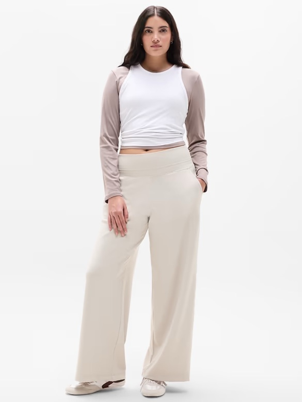 ATHLETA • NWT Venice high rise wide leg pants Abalone cream 2x